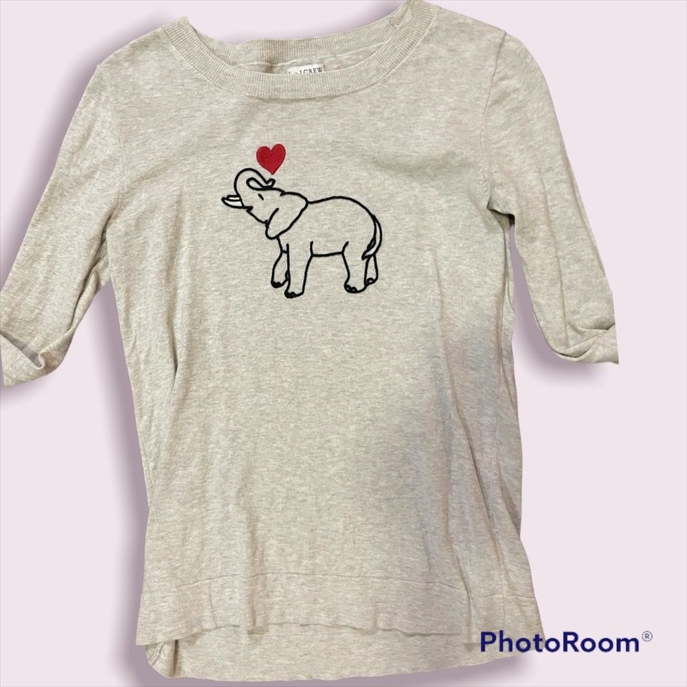 Elephant Embroidered J.Crew Crew Neck Sweater
